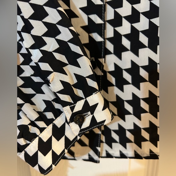 Anine Bing Lilah Houndstooth Silk Blouse - Picture 4 of 8